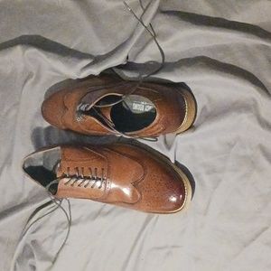 Stacy Adam's brown upper leather dress shoes look and feel like success in these